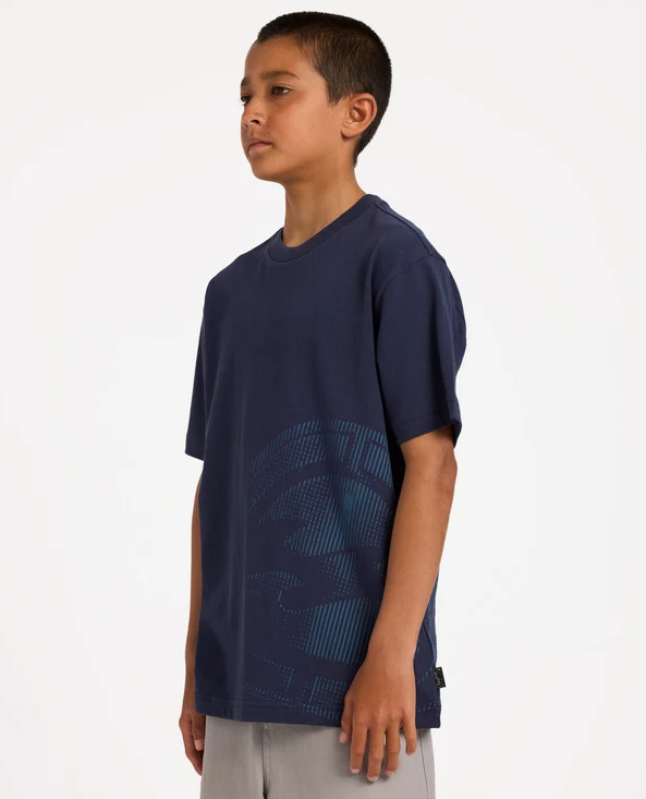 Billabong Spec Invert Boys T-Shirt in dusty indigo colour on model from side
