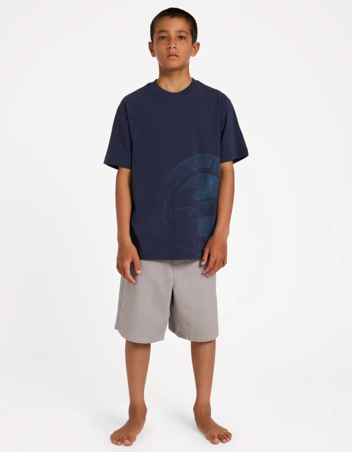 Billabong Spec Invert Boys T-Shirt in dusty indigo colour on model from front