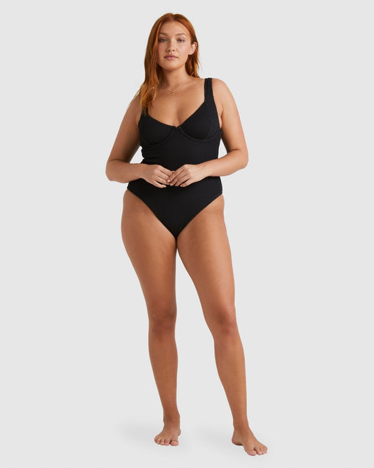 Billabong Summer High Chloe One Piece Swimwear in black sands colourway on red haired model