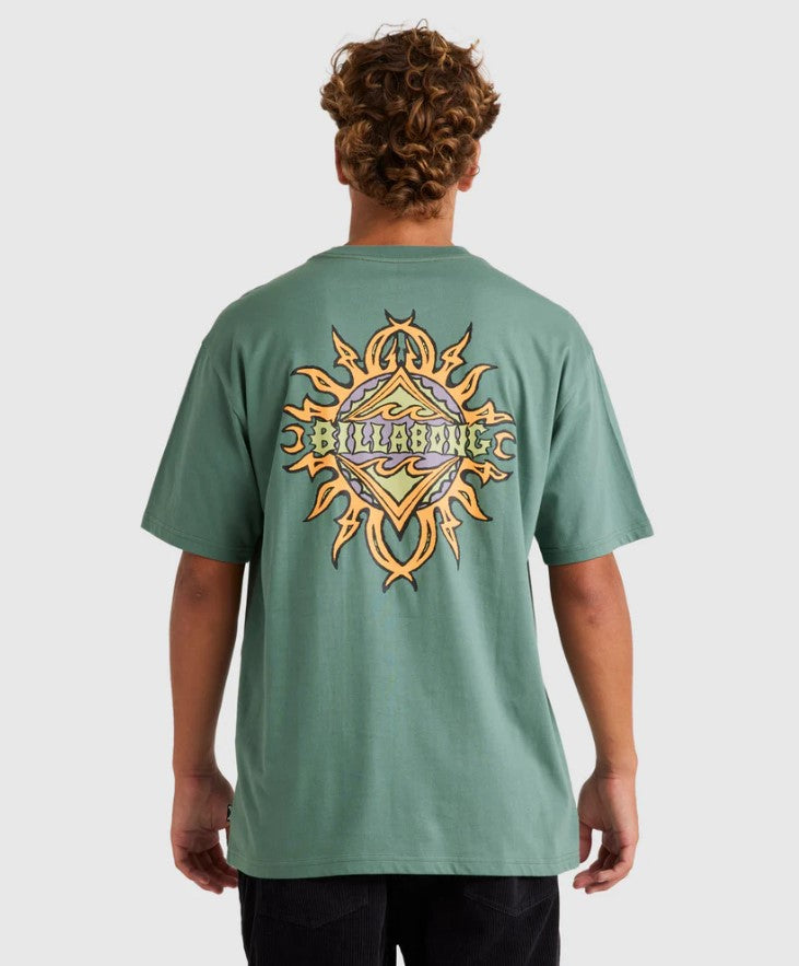 Billabong Sun Up Tee in hunter colourway from rear