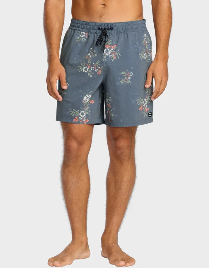 Billabong Sundays Layback 17" Boardshorts in steel blue from front