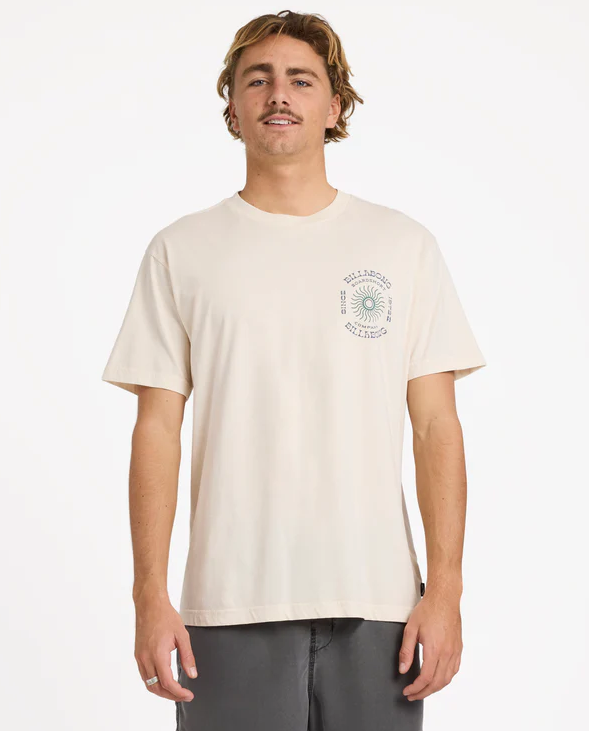 Billabong Sunrise Premium Wave Wash Men's Tee in off white from front