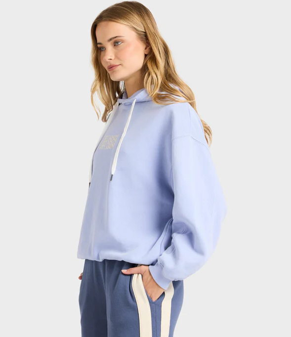 Billabong Surf High Women's Hoodie in blue on model from side