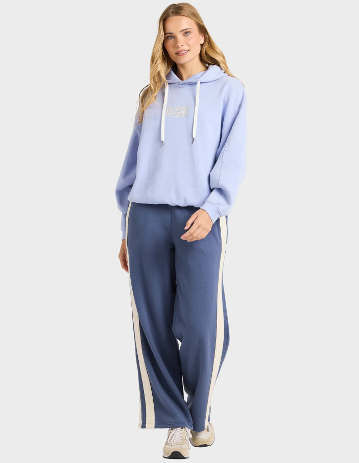 Billabong Surf High Women's Hoodie in blue on model in blue trackpants from front