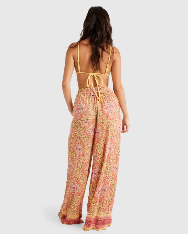 Billabong Sweet Mystic Follow Me Pants  in colour pale yellow back veiw on model