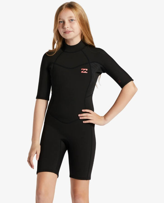 Billabong Teen Synergy 2mm Spring Wetsuit in wild black coloureay on teen model