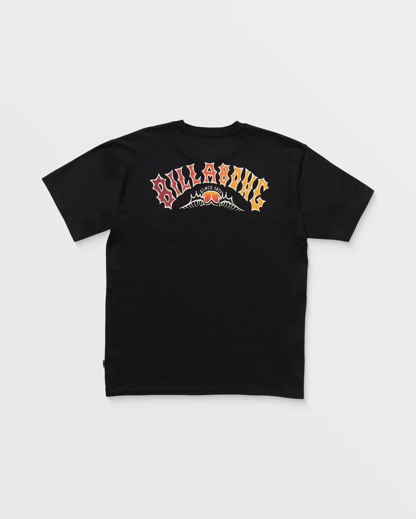 Billabong Throwback Regular Tee in black back veiw