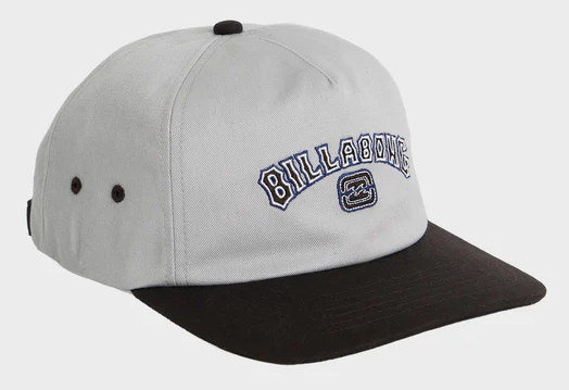 Billabong Throwback Strapback Cap in silver with black peak from side