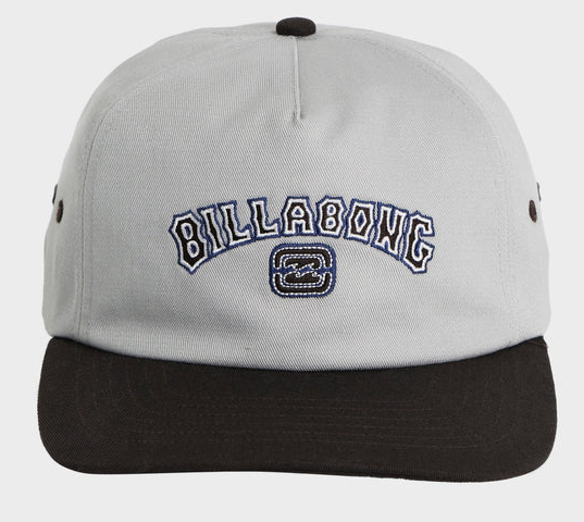 Billabong Throwback Strapback Cap in silver with black peak from front