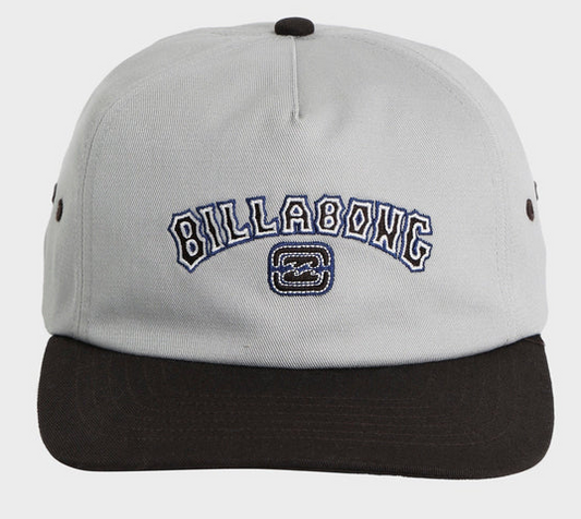 Billabong Throwback Strapback Cap in silver with black peak from front