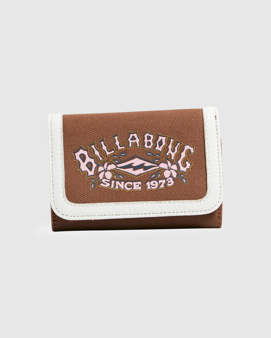 Billabong Throwback Trifold Womens Wallet in brown and white