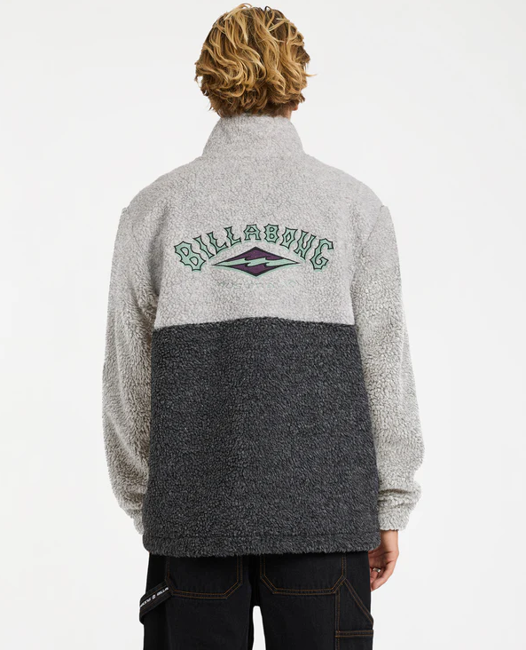 Billabong Tombstone Half Zip Pullover Fleece in oatmeal heather colourway from rear