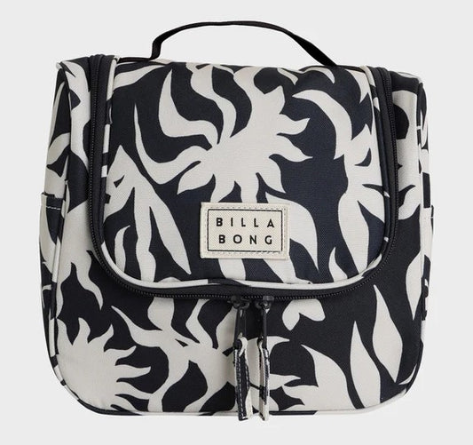 Billabong Travel Beauty Make Up Bag in black with white detail