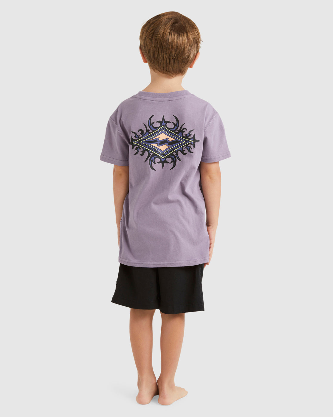 Billabong Boys Tribe Core Tee in purple ash from back