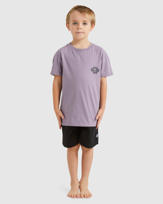 Billabong Boys Tribe Core Tee in purple ash from front