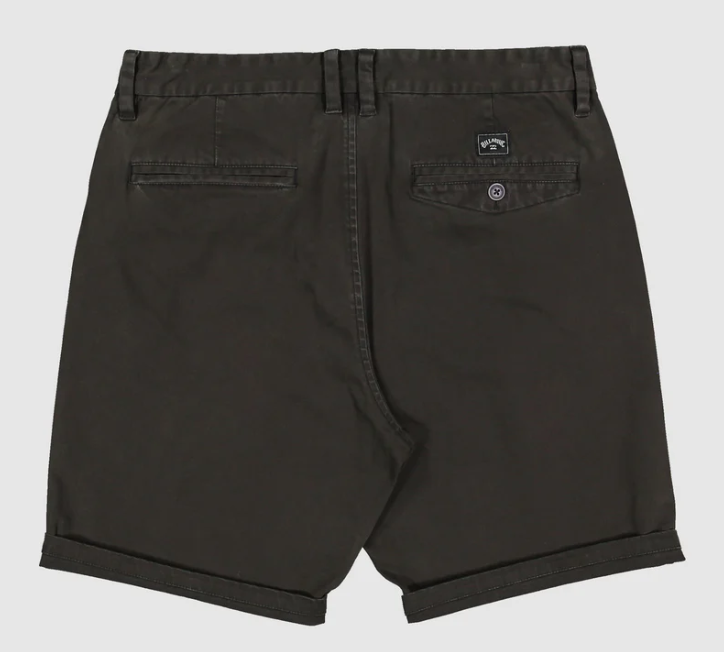 Billabong Wave Wash 18" Twill Walkshorts in black from rear