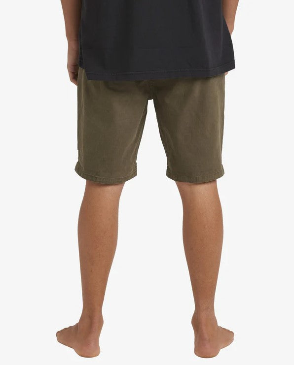 Billabong Wave Wash 18" Twill Walkshorts in military colourway from  rear