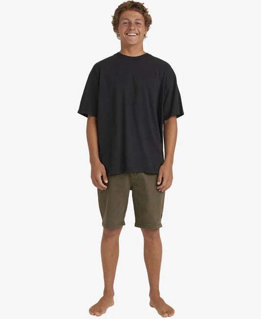 Billabong Wave Wash 18" Twill Walkshorts in military colourway from front