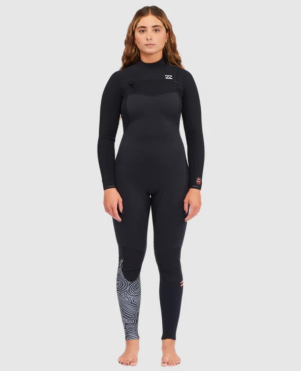 Billabong Furnace Comp 3/2mm Womens Wetsuit in midnight trails colourway from front