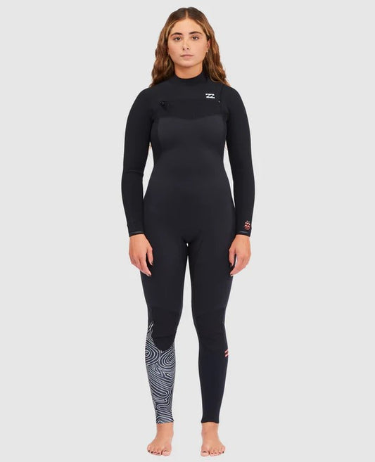 Billabong Furnace Comp 3/2mm Womens Wetsuit in midnight trails colourway from front
