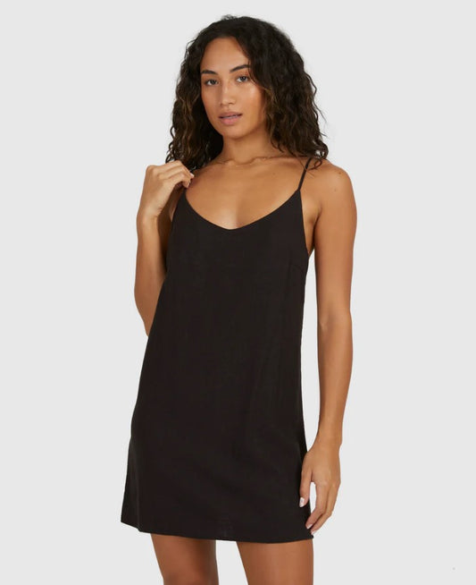 Billabong Summer Love Dress in black on model from front