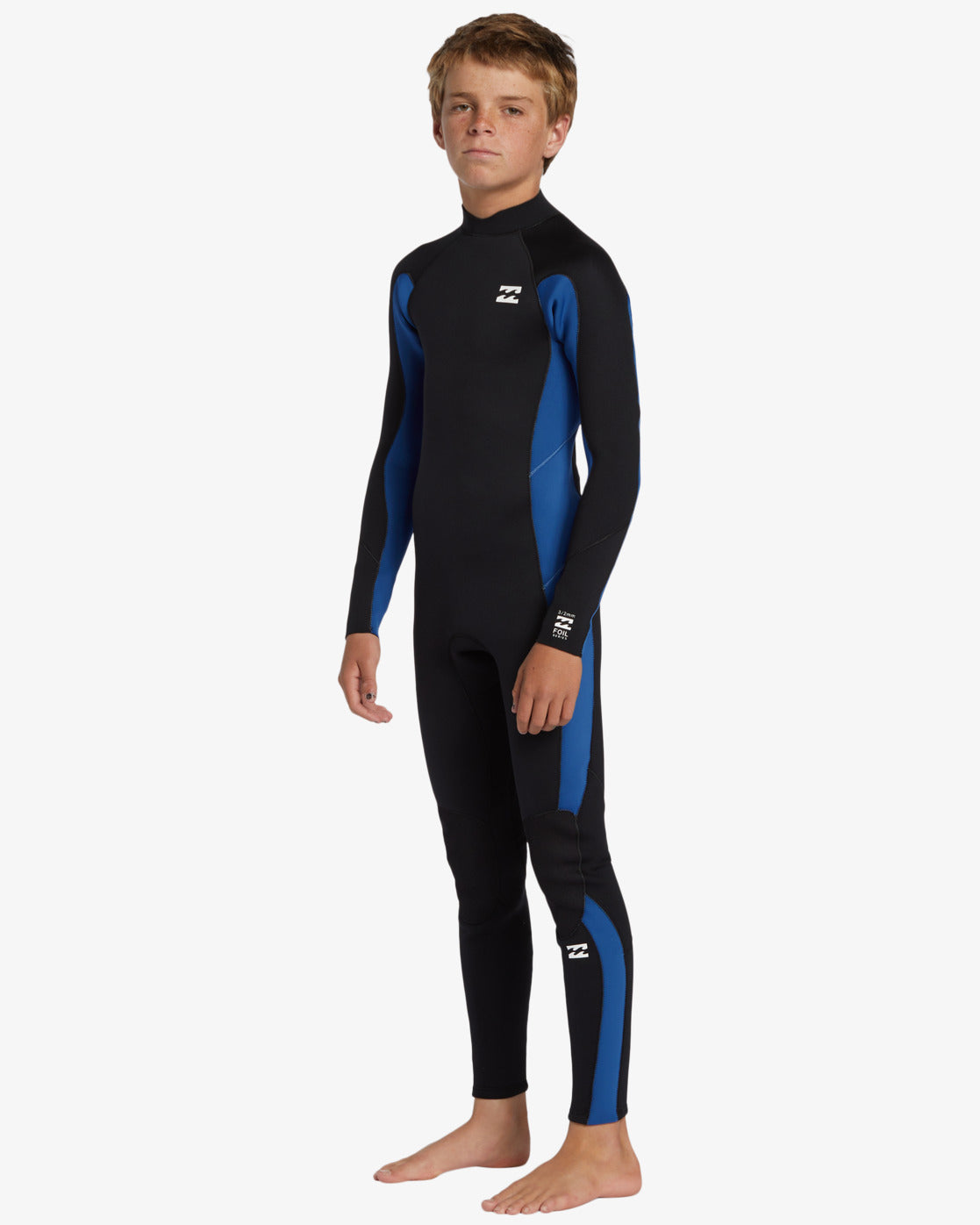 Billabong Youth Foil 3/2mm BZ GBS Wetsuit in black with mid blue from side