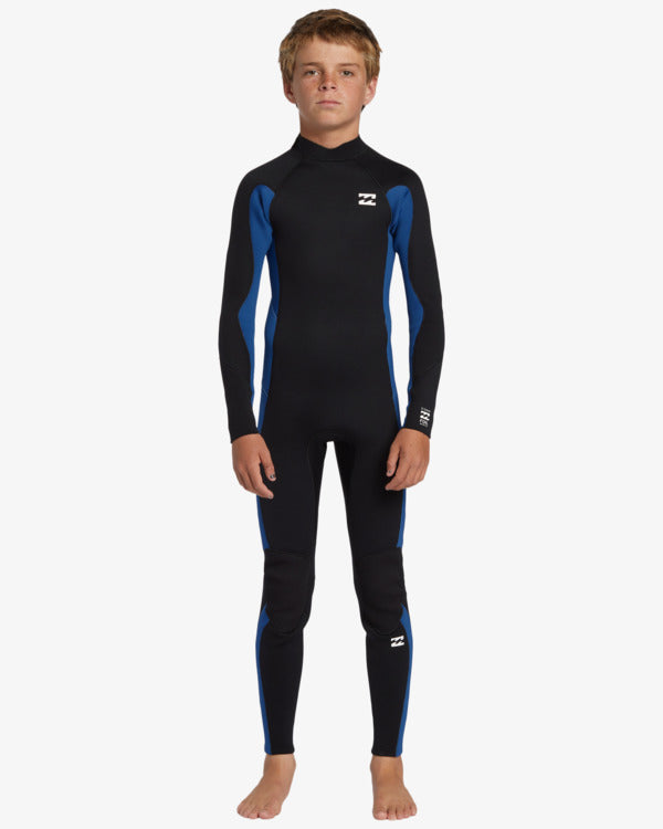 Billabong Youth Foil 3/2mm BZ GBS Wetsuit in black with mid blue from front