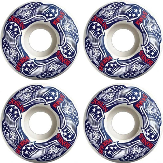 Bones STF Joslin Freedom Forever V1 103a 54mm Skateboard wheels in white, blue and red