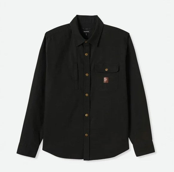 Brixton Builders Long Sleeve Overshirt in black colourway