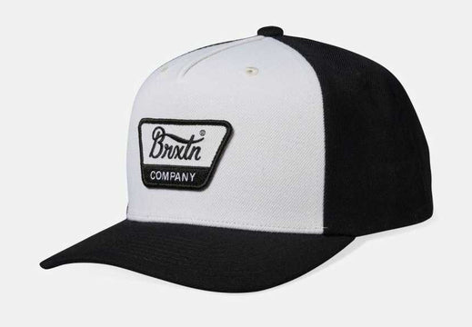 Brixton Linwood C Netplus MP Snapback Cap in black and white colourway