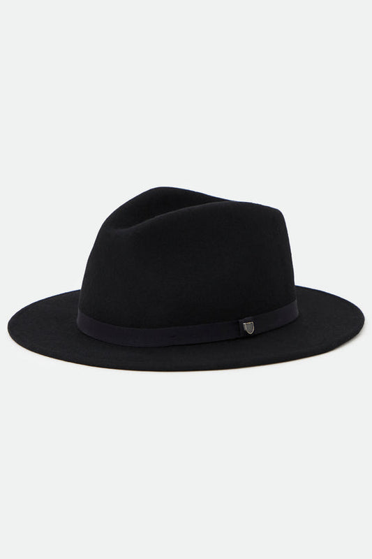 Brixton Messer Packable Fedora in black black colourway