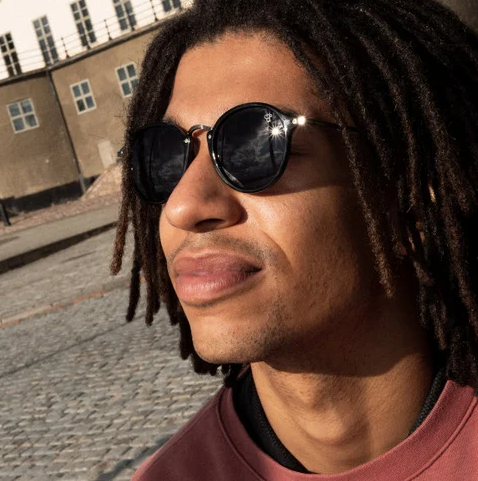 CHPO Brand Club Sunglasses - Black on model with dreadlocks