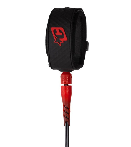 Creatures of Leisure 7' Reliance Pro Surfboard Leash in black with flouro red
