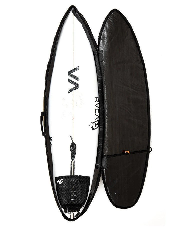 Creatures of Leisure 6'7 Double DT 2.0 Boardbag showing inside with surfboard in it