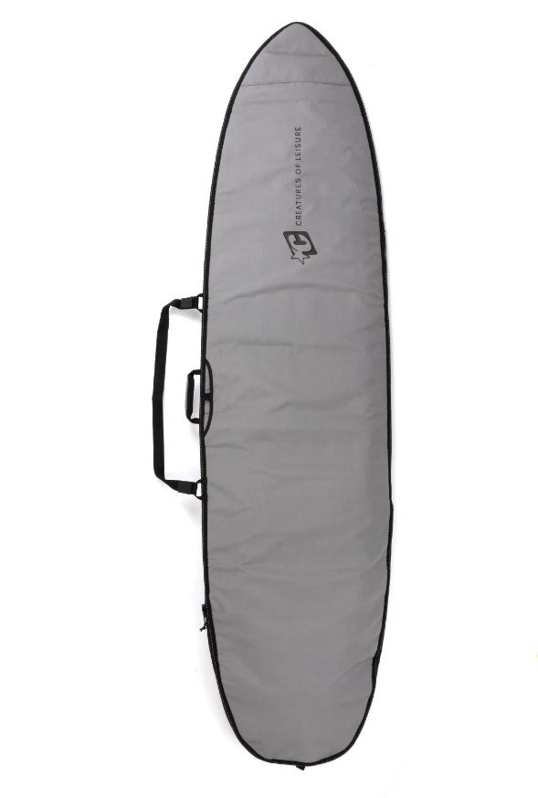 Creatures of Leisure 7'1 Fish Icon Lite Boardbag in silver with black colourway from top