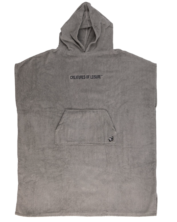 Creatures of Leisure Icon Poncho Hooded Towel in titanium colourway from front