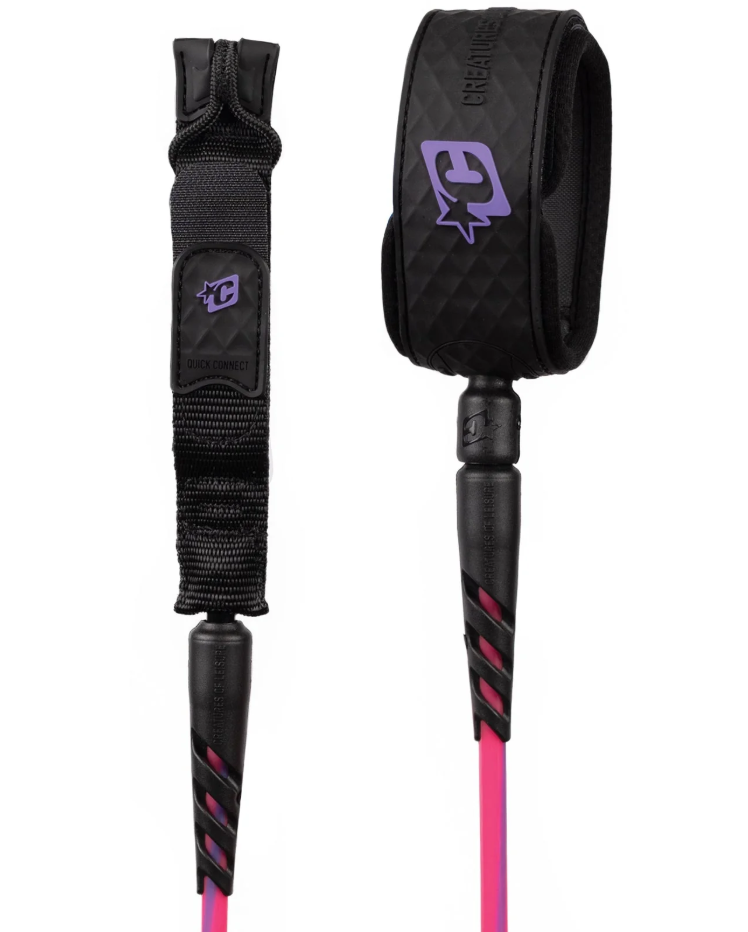 Creatures of Leisure 6' Medium Duty Surfboard Leash in bubblegum twist colourway
