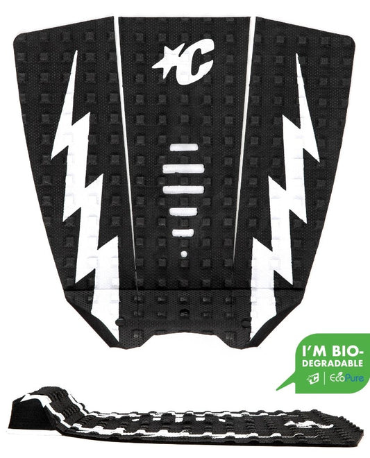 Creatures of Leisure Mick E Fanning Ecopure Lite Tailpad black with white lightning bolts