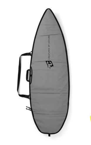 Creatures of Leisure 5'8 Shortboard Icon Lite Boardbag in silver and black