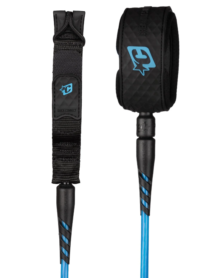 Creatures of Leisure 6' Standard Duty Surfboard Leash in cyan black