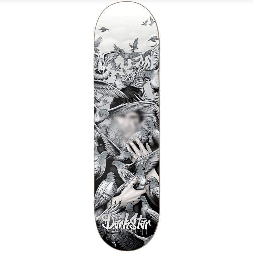 Darkstar Flock 8.0" Resin7 Skateboard Deck in white, black and silver foil