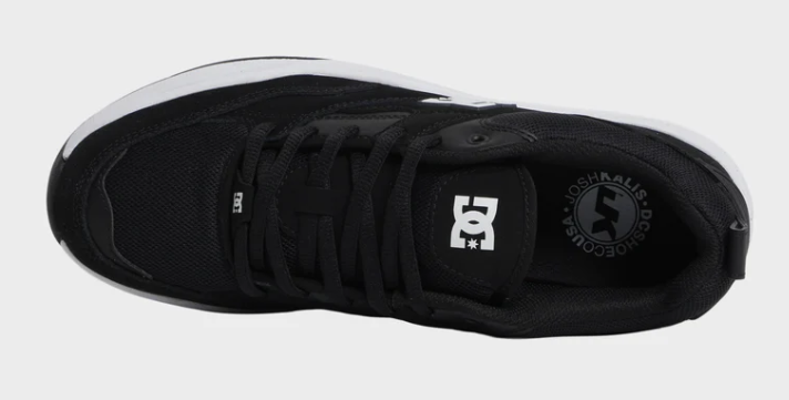 DC Shoes Ascend Men's Skate Shoes in black and white colourway showing the right shoe from above