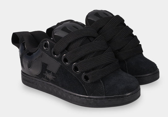 DC Shoes Women's Court Graffik Puff Shoes in black back showing a pair from the side
