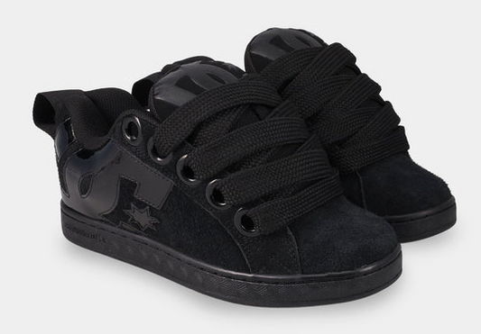 DC Shoes Women's Court Graffik Puff Shoes in black back showing a pair from the side
