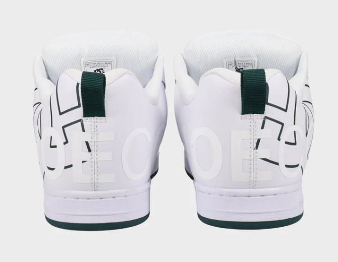 DC Shoes Court Graffik Men's Skate Shoes in white showing pair from behind