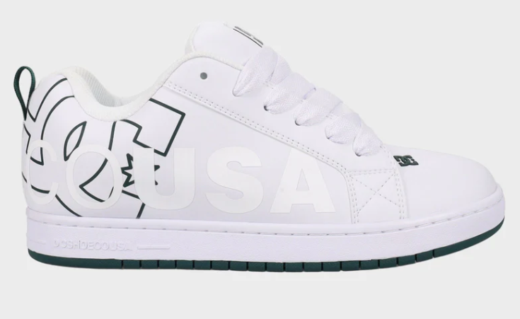DC Shoes Court Graffik Men's Skate Shoes in white showing right show from outside