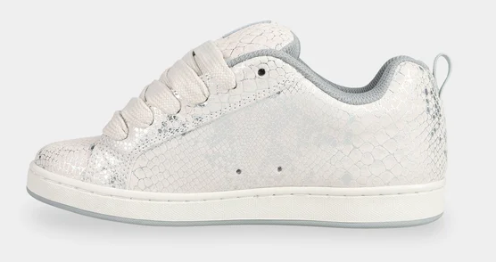 DC Shoes Women's Court Graffik Shoes in lily white, grey and silver from the inside