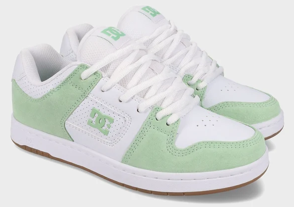 DC Shoes Women’s Manteca 4 Shoes in white and mint showing a pair from the side