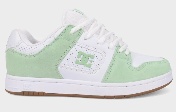 DC Shoes Women’s Manteca 4 Shoes in white and mint showing right shoe from the side