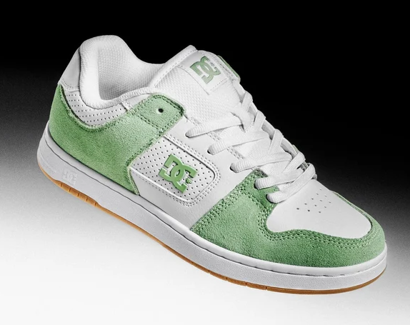 DC Shoes Women’s Manteca 4 Shoes in white and mint with faded black background